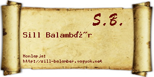 Sill Balambér névjegykártya